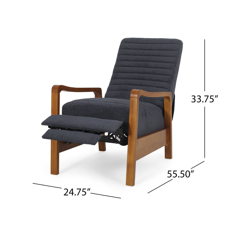 Fabric Wood Hand Manual Club Recliner