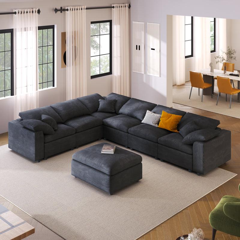 U_Style Oversized Modular Sectional Sofa with Ottoman L Shaped Corner Sectional for Living Room, Office, Spacious Space