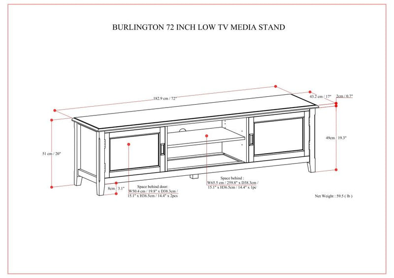 Burlington - Low TV Media Stand - Mahogany