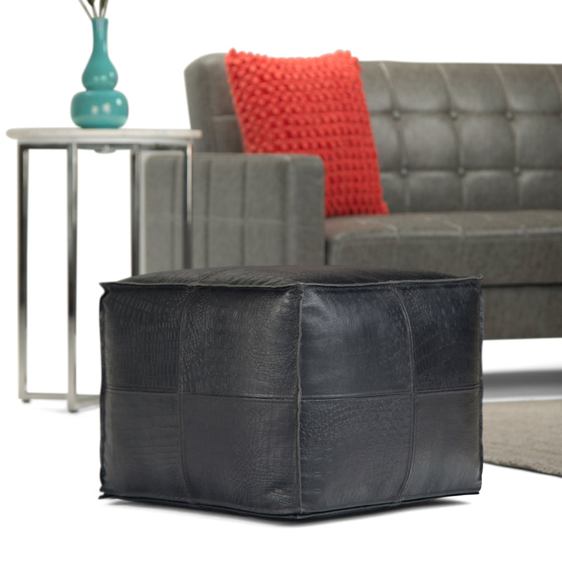 Bowen - Square Pouf - Black