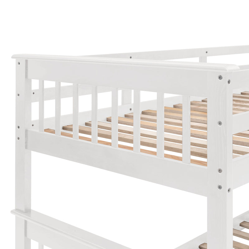 Twin Over Full Stairway Bunk Bed With Drawer, Storage And Guard Rail For Bedroom, Dorm, For Adults