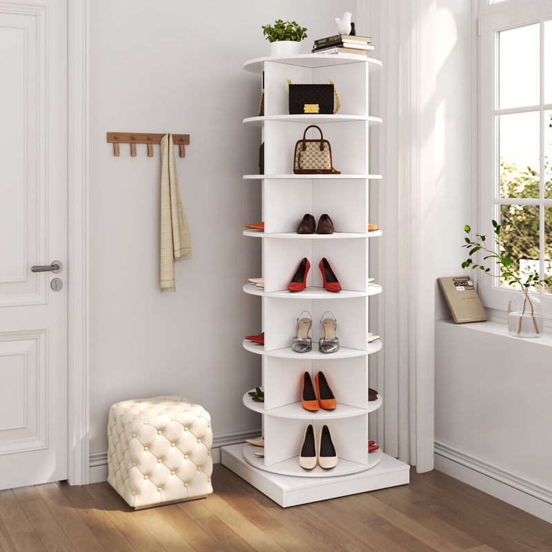 New 360 Rotating Shoe Cabinet 7 Layers Holds Up To 28 Paris Of Shoes