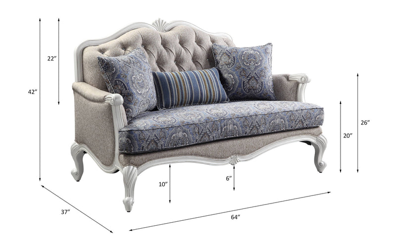 Ciddrenar - Loveseat - Fabric & White Finish