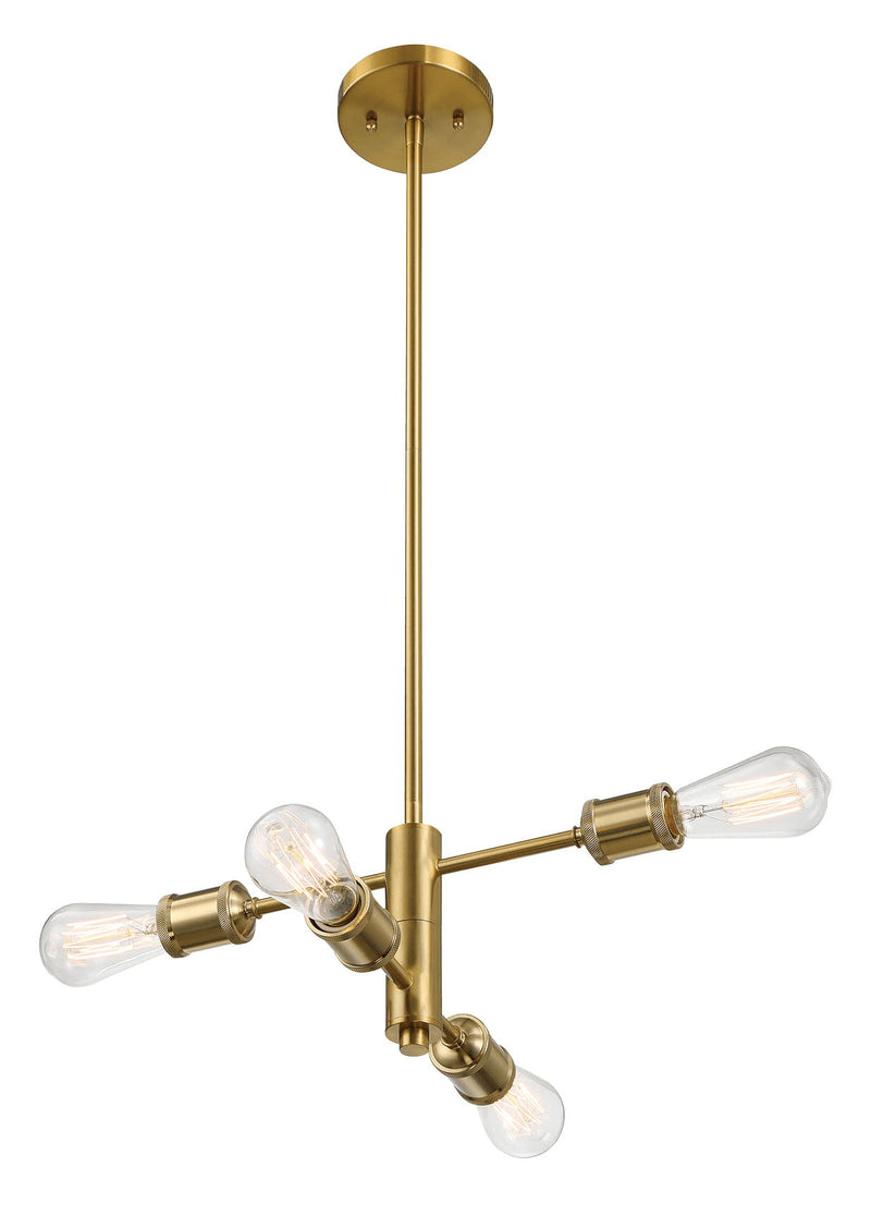 Trellis - 4 Lights Modern Gold Chandelier Vintage Pendant Fixture For Living Room - Clear / Gold