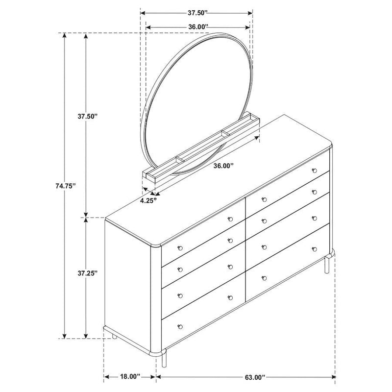 Arini - 8-Drawer Bedroom Dresser With Mirror