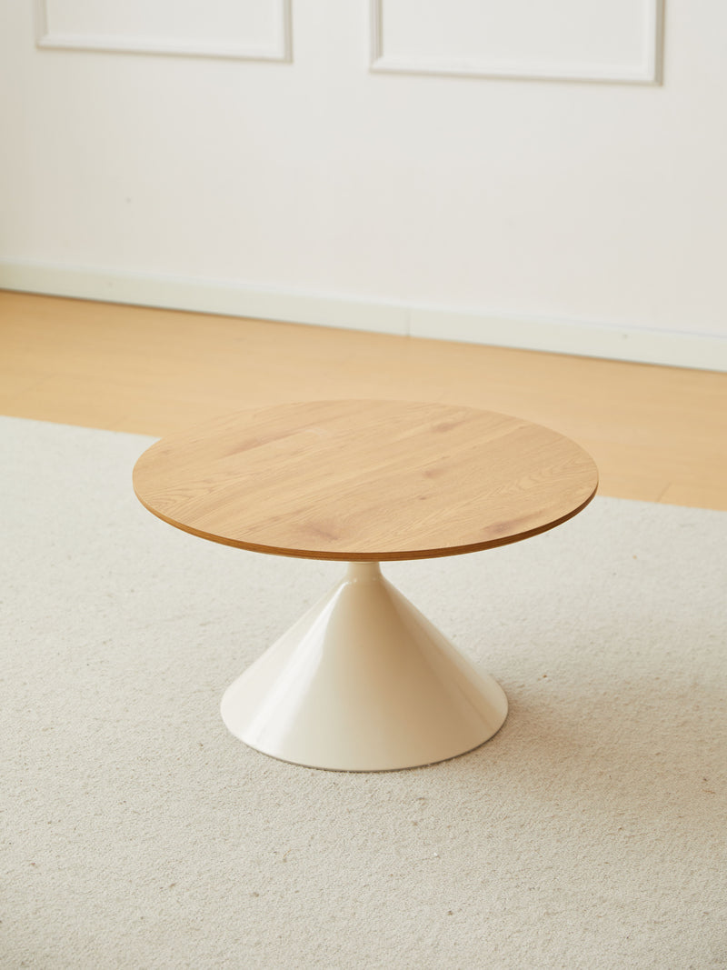 Round Coffee Table - Brown / White