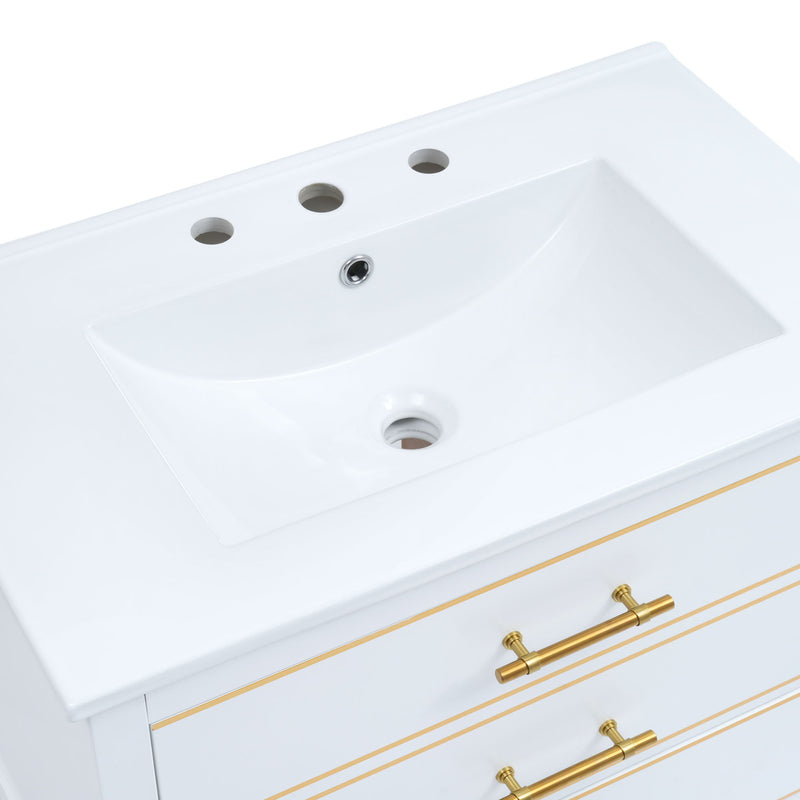 Modern Bathroom Vanity Cabinet Combo With Open storage, Two Drawers