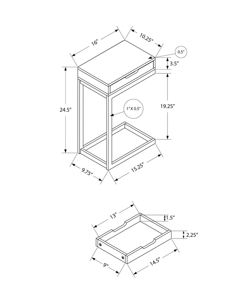 Accent Table, C - Shaped Contemporary & Modern Elegant Design