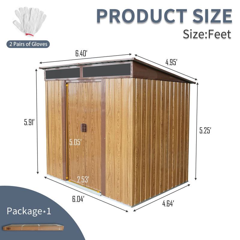 Outdoor Metal Storage Shed And Transparent Plate For Garden, Lawn