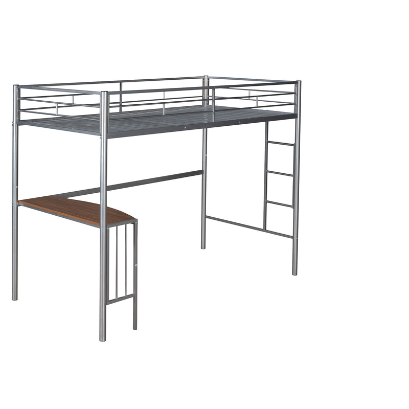 Twin Over Full Metal Bunk Bed With Desk, Ladder And Quality Slats For Bedroom - Silver