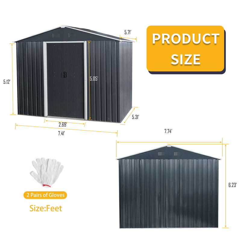 Outdoor Metal Storage Shed With Floor Base