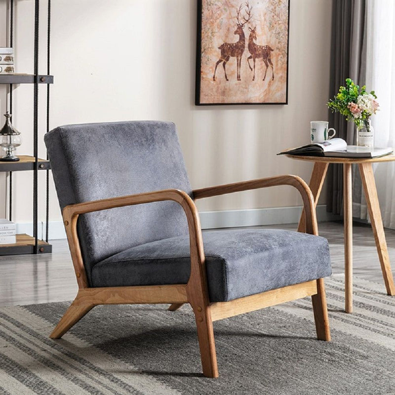 Classic Mid-Century Modern Accent Chairs, Open Framed Armchair With Cushioning