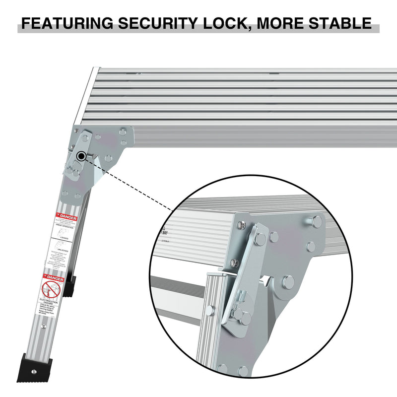 Work Platform Aluminum Portable Bench Folding Ladder Ansi Capacity 225 Lbs 40" - Gray