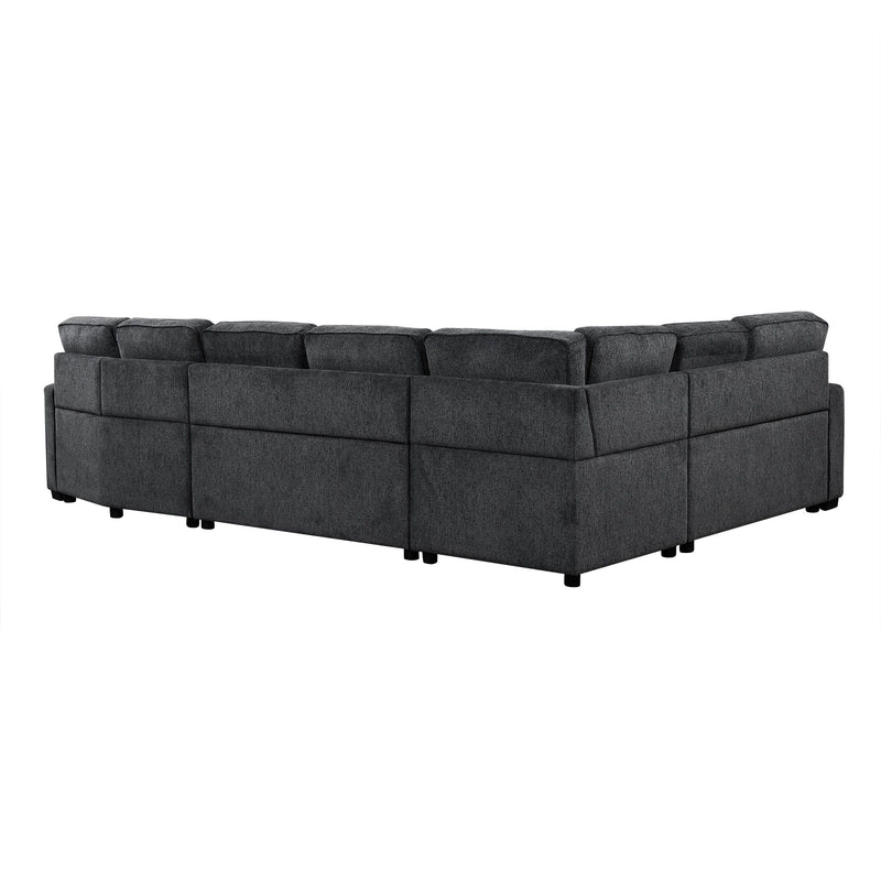 L-Shaped Sofa Sectional Sofa Couch Pull-Out Sofa Bed With Charging Devices And Cup Holders For Living Room