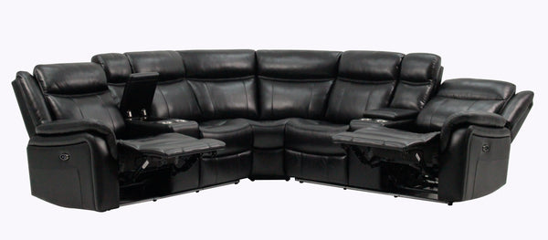 Jupiter - Leather Sectional - Black