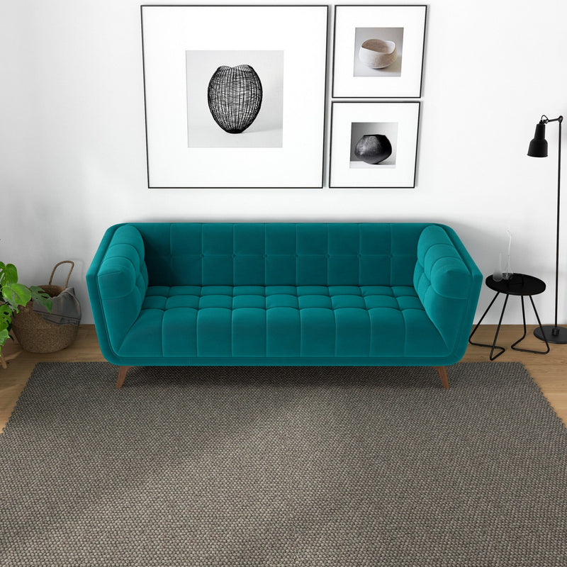 Addison - Small Velvet Sofa - Brown / Teal