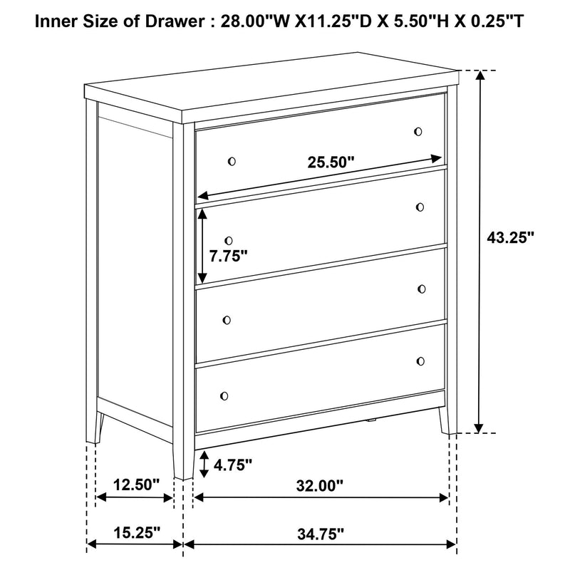 Wilkes - 5-Drawer Chest Of Drawers - Dark Cocoa