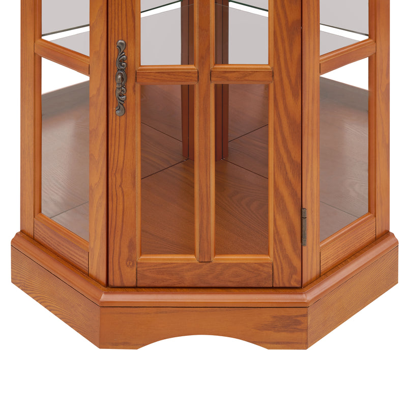 Corner Curio Cabinet With 5 Shelves And Lighting System (E26 Light Bulb Not Included)