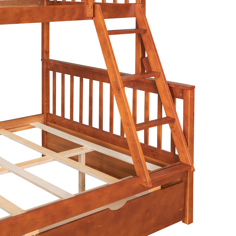 Twin-Over-Full Bunk Bed with Ladders and Two Storage Drawers (Walnut) { old sku:LT000165AAD}