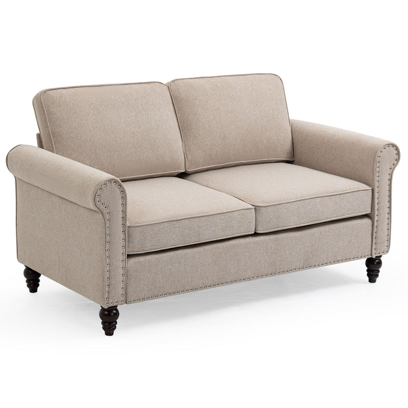 Loveseat Sofa, Mid-Century Modern Couches For Living Room, Button Tufted Sofa