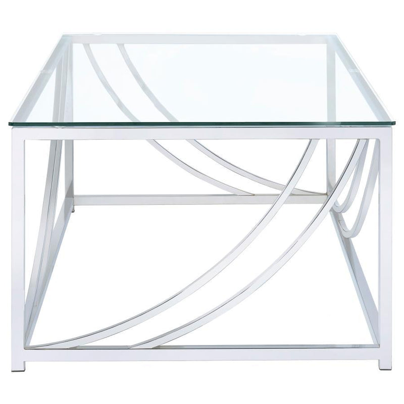 Lille - Rectangular Glass Top Coffee Table - Chrome - Atlantic Fine Furniture Inc