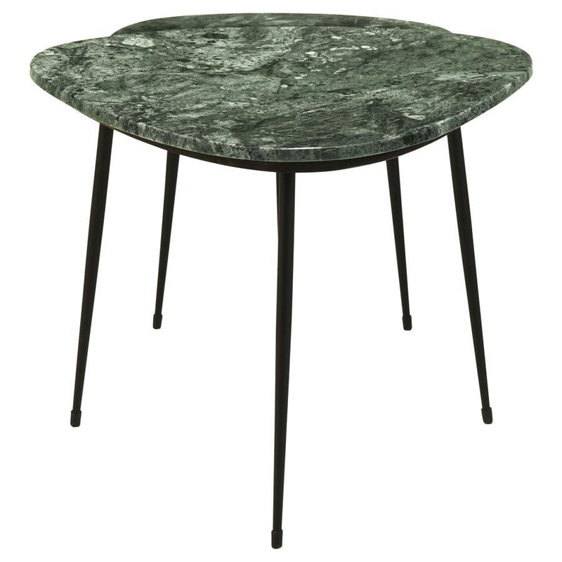 Tobias - 2 Piece Triangular Marble Top Nesting Table Green - Green Marble