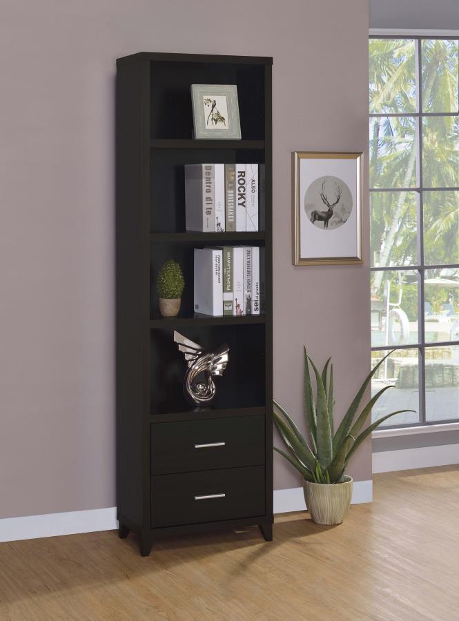 Lewes - 4-Shelf Engineered Wood Media Tower - Cappuccino - Atlantic Fine Furniture Inc