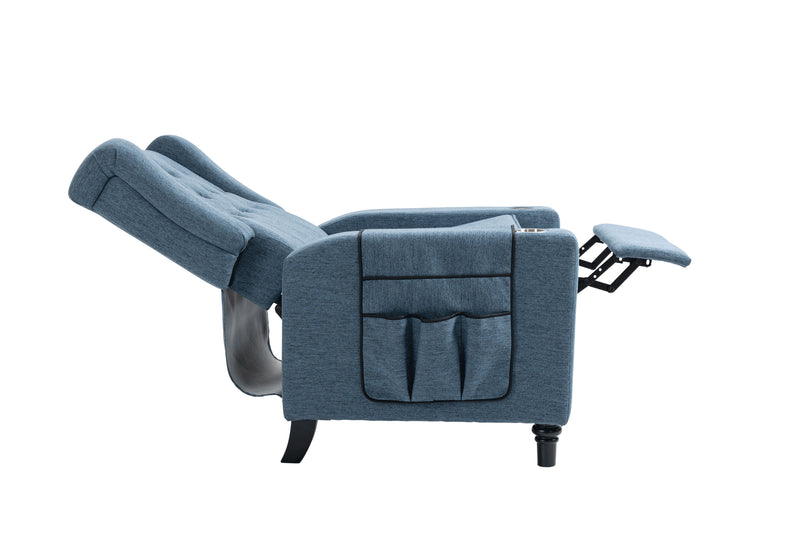 Arm Pushing Recliner Chair, Modern Button Tufted Wingback Push Back Recliner Chair, Living Room Chair Fabric Pushback Manual Single Reclining Sofa Home Theater Seating For Bedroom