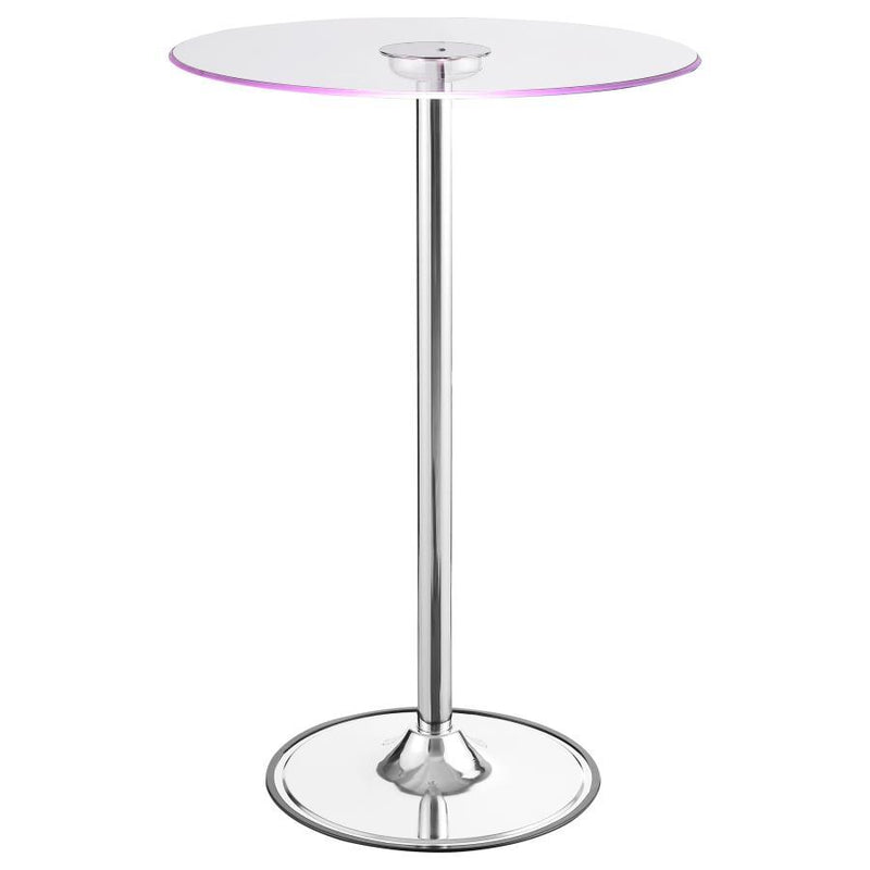 Thea - Round Glass Top LED Bistro Bar Table - Chrome - Atlantic Fine Furniture Inc