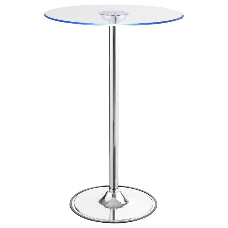 Thea - Round Glass Top LED Bistro Bar Table - Chrome - Atlantic Fine Furniture Inc