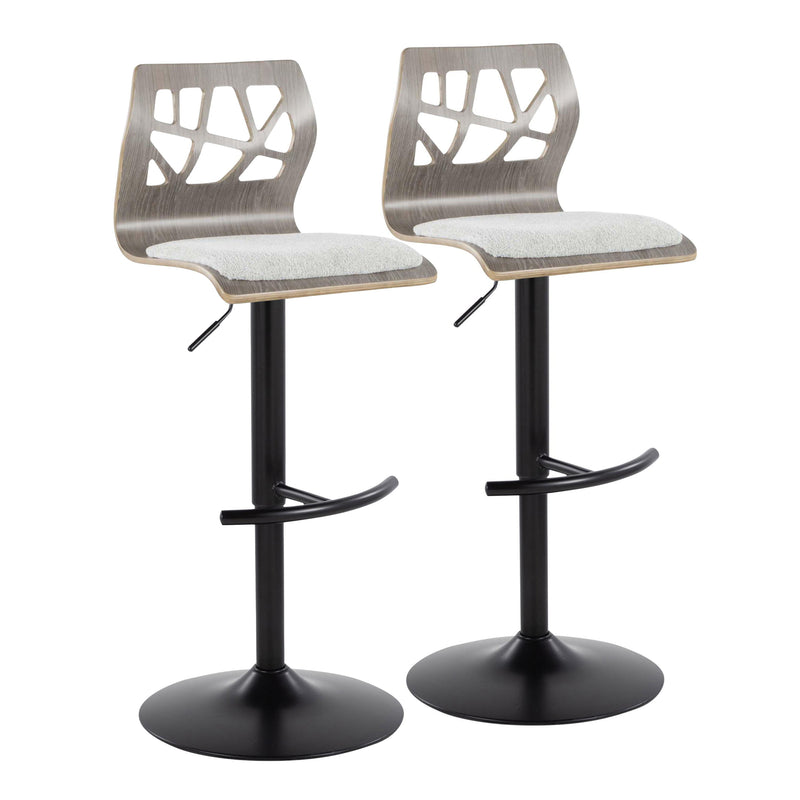 Folia - Contemporary Adjustable Barstool With Swivel With Rounded T Footrest (Set of 2)