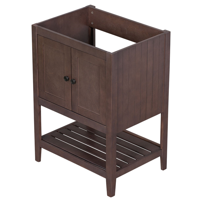 Bathroom Vanity Base Only, Soild Wood Frame, Bathroom Storage Cabinet With Doors And Open Shelf