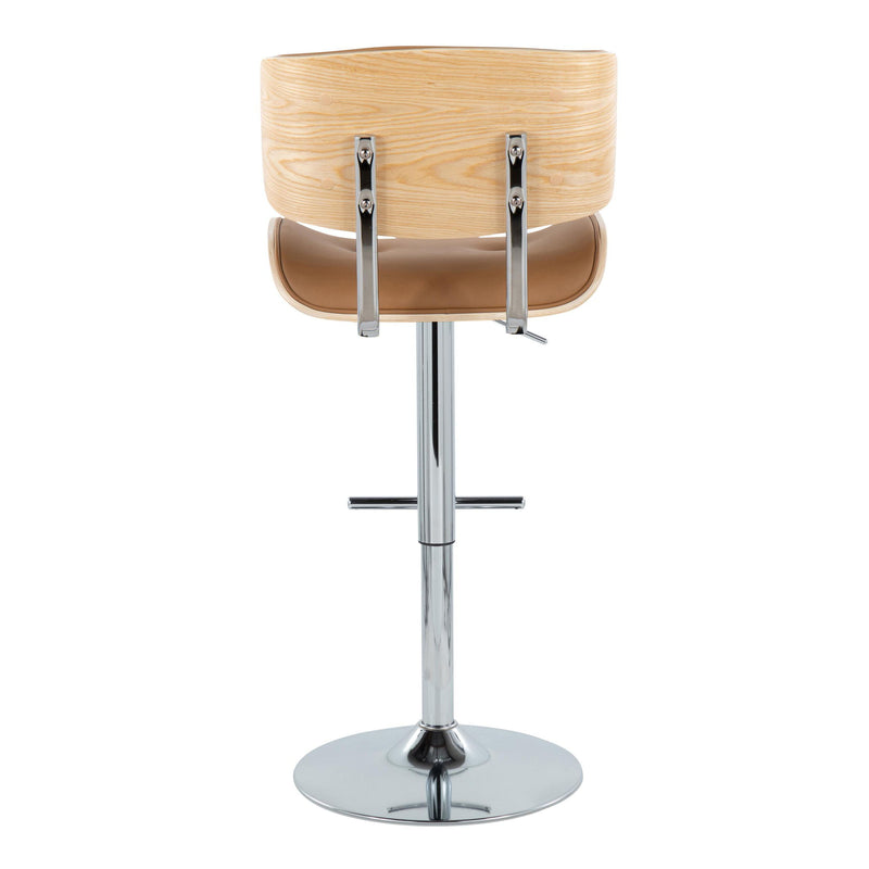 Lombardi - Contemporary Adjustable Barstool With Swivel With Straight T Footrest (Set of 2)