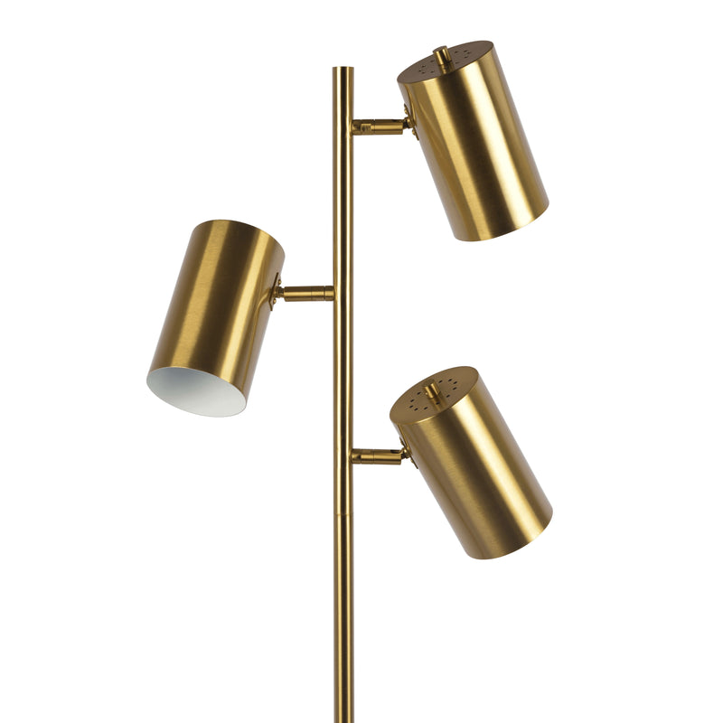 Harmony - Floor Lamp With Rotary Switch Triple Spots Block Base - Gold