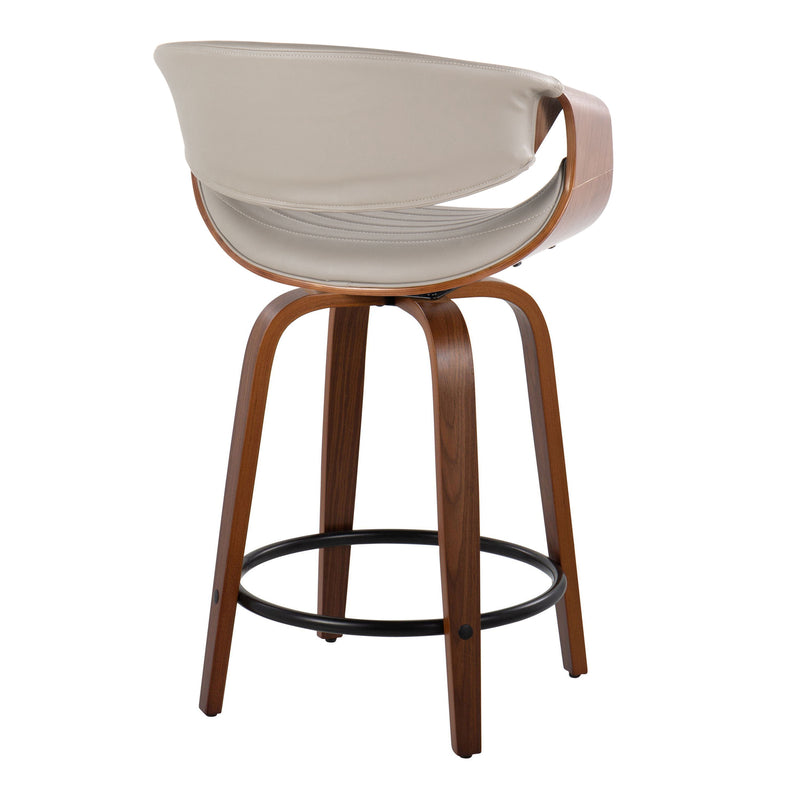 Symphony - Mid Century Modern Fixed Height Counter Stool With Swivel With Round Footrest (Set of 2)