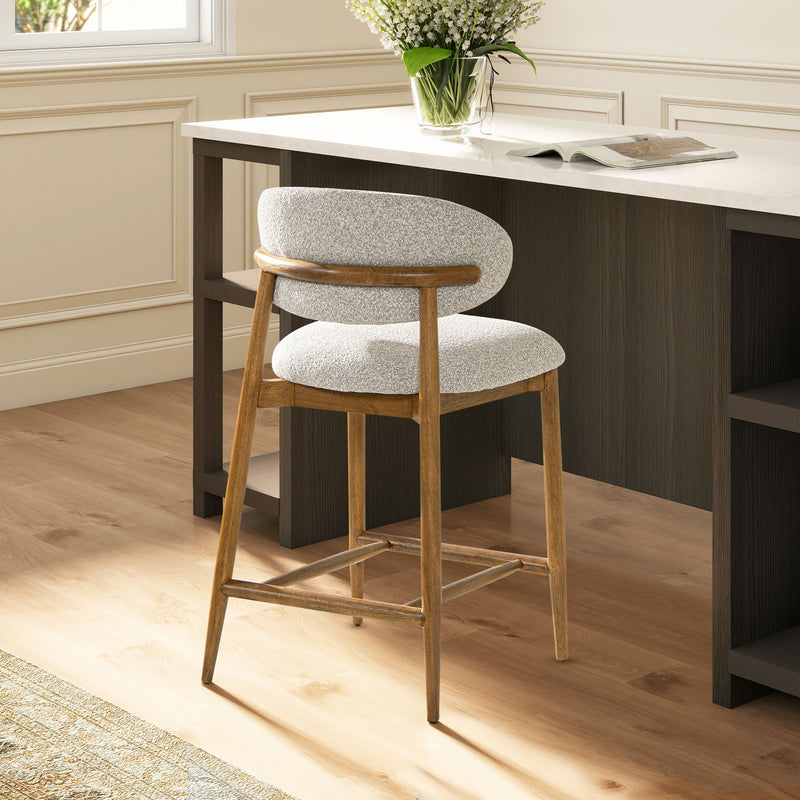 Locke - Modern Upholstered Counter Stool With Frame - Salt / Pepper