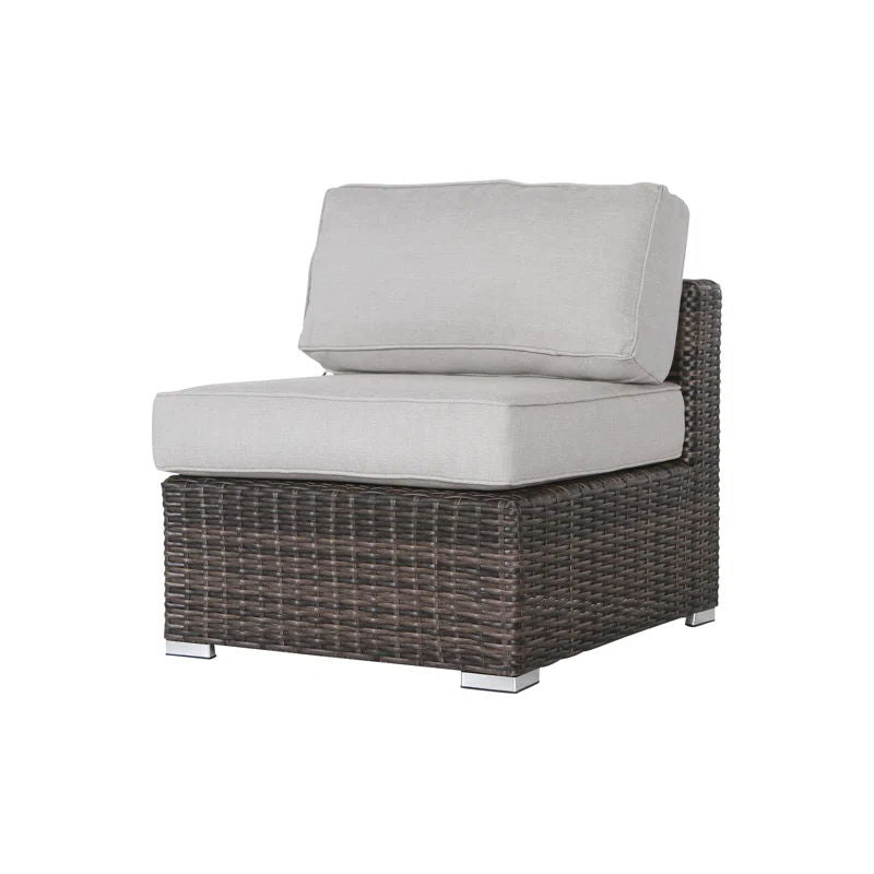 5 Person Wicker Seating Group With Cushions - Brown