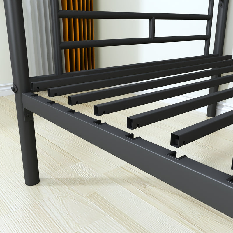 Black Twin over Twin Metal Bunk Bed with Removable Ladder, Comfortable Rungs, Easy to assemble