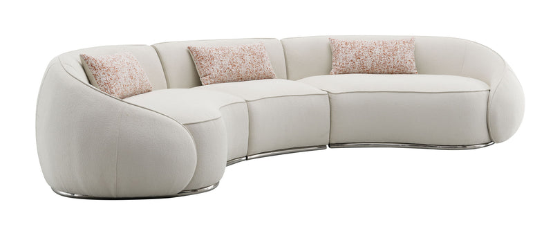 Sahara - Boucle Sectional Sofa With 3 Pillows - Beige