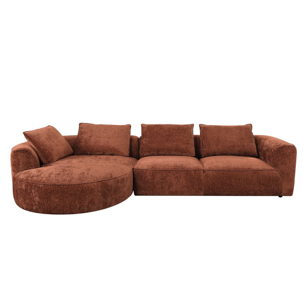 Aceso - Chenille Sectional Sofa With 4 Toss Pillows - Rustic Brown