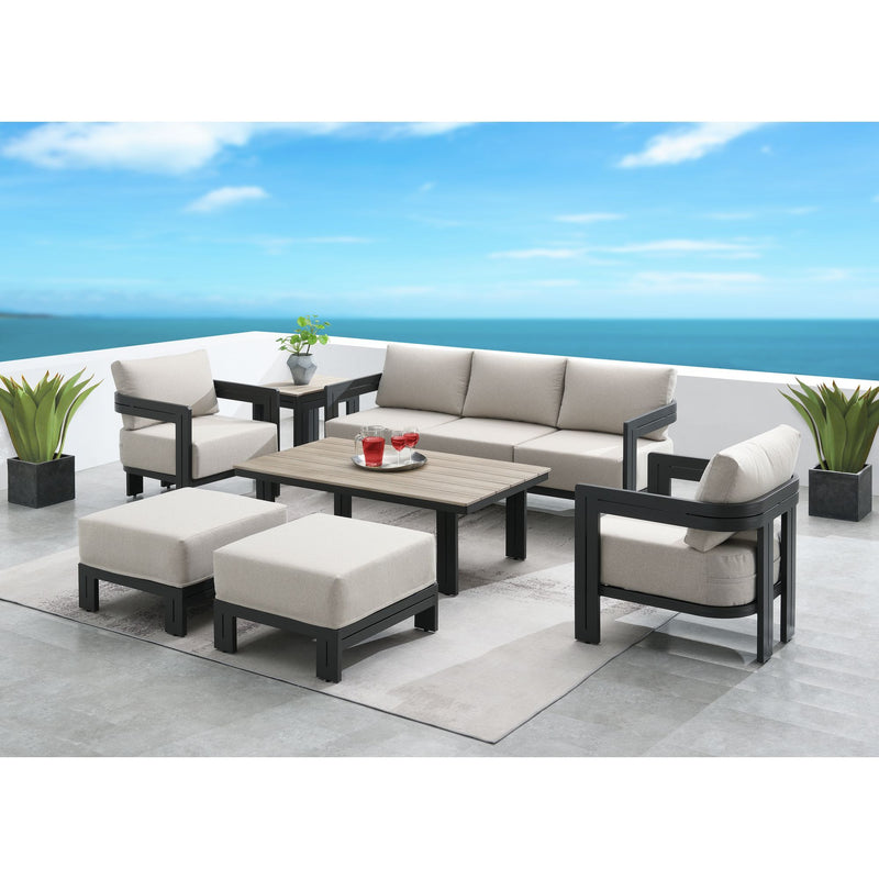 Costa - 7 Piece Patio Conversation Set (Sofa, Two Chairs, Two Ottoman, Coffee Table & End Table) - Black