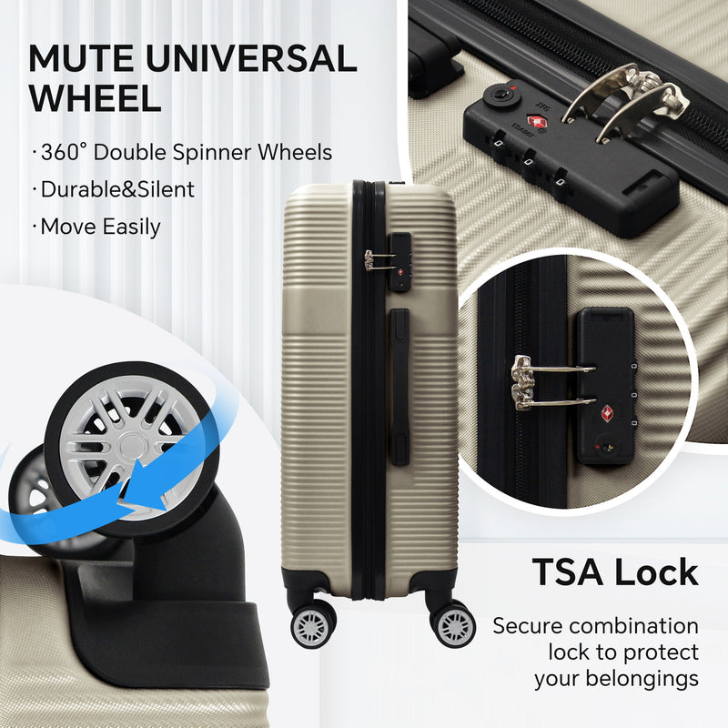 Luggage 4 Piece Set With Spinner Wheels, Hardshell Lightweight Suitcase With Tsa Lock, Checked Luggage