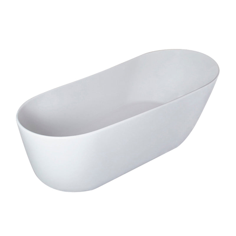 Solid Surface Stone Resin Oval Shape Soaking Bathtub With Overflow For The Bathroom - Matte White