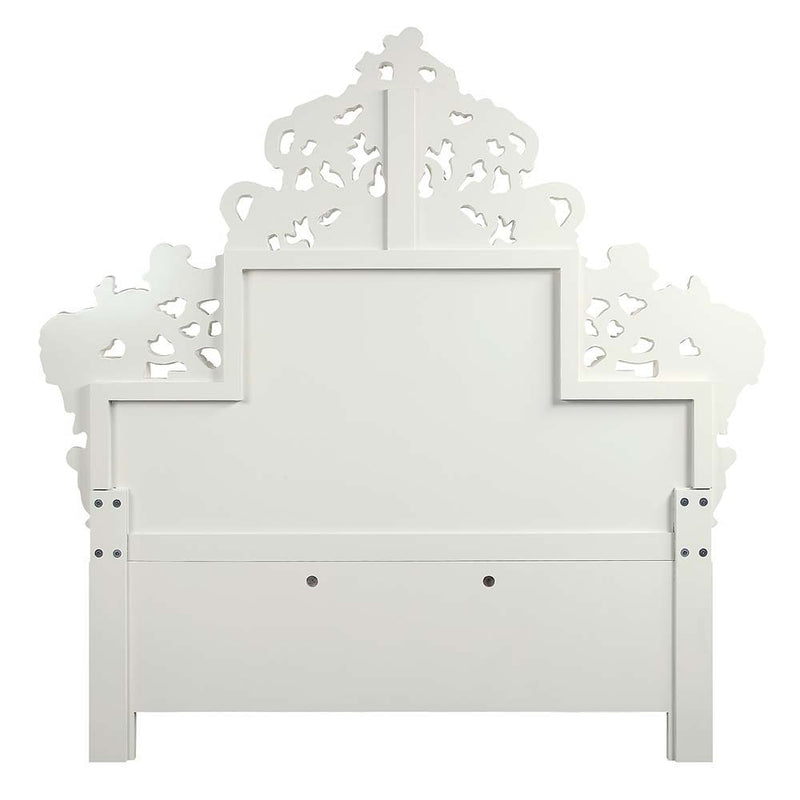 Vanaheim - Eastern King Bed - Beige PU & Antique White Finish