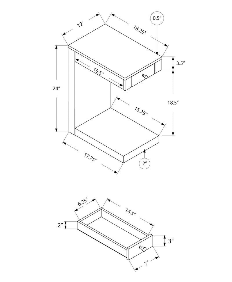 Accent Table, C - Shaped Contemporary & Modern - Taupe