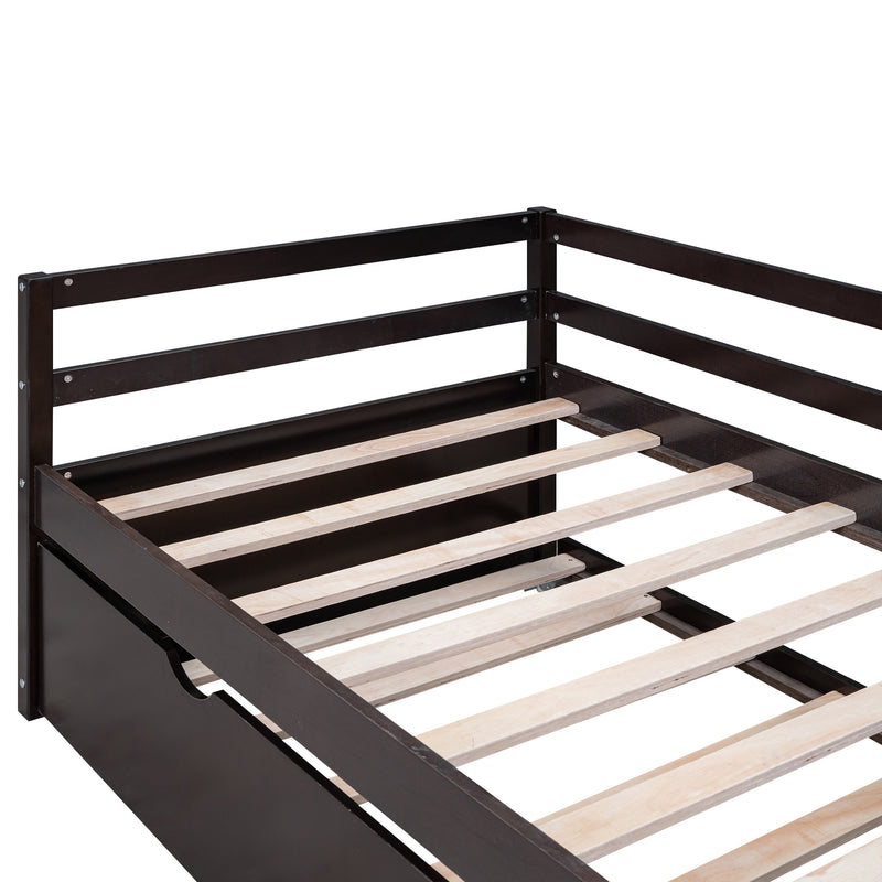 Twin Size Wood Daybed with Twin Size Trundle, Espresso