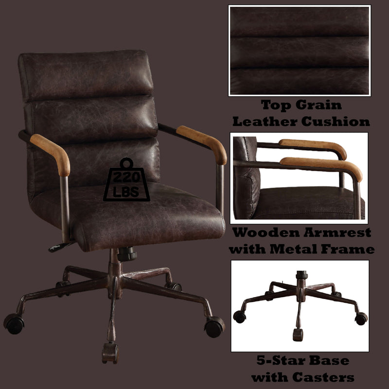 Harith - Retro Top Grain Leather Office Chair