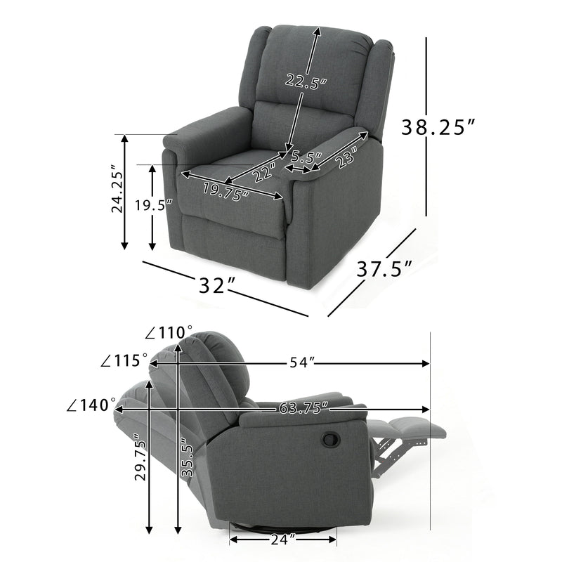 Glider Recliner With Swivel, Manual Reclining Chair