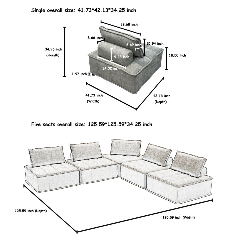 Luxury L-Shaped Modular Sofa With Hidden Legs, Adjustable Cushions, And Spring Seats - Perfect For Modern Living Room