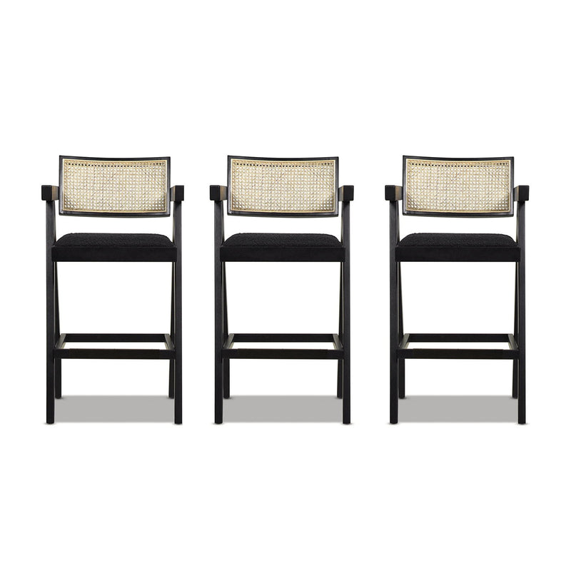 Milan - Modern Webbing Back Stool With Arms (Set of 3)